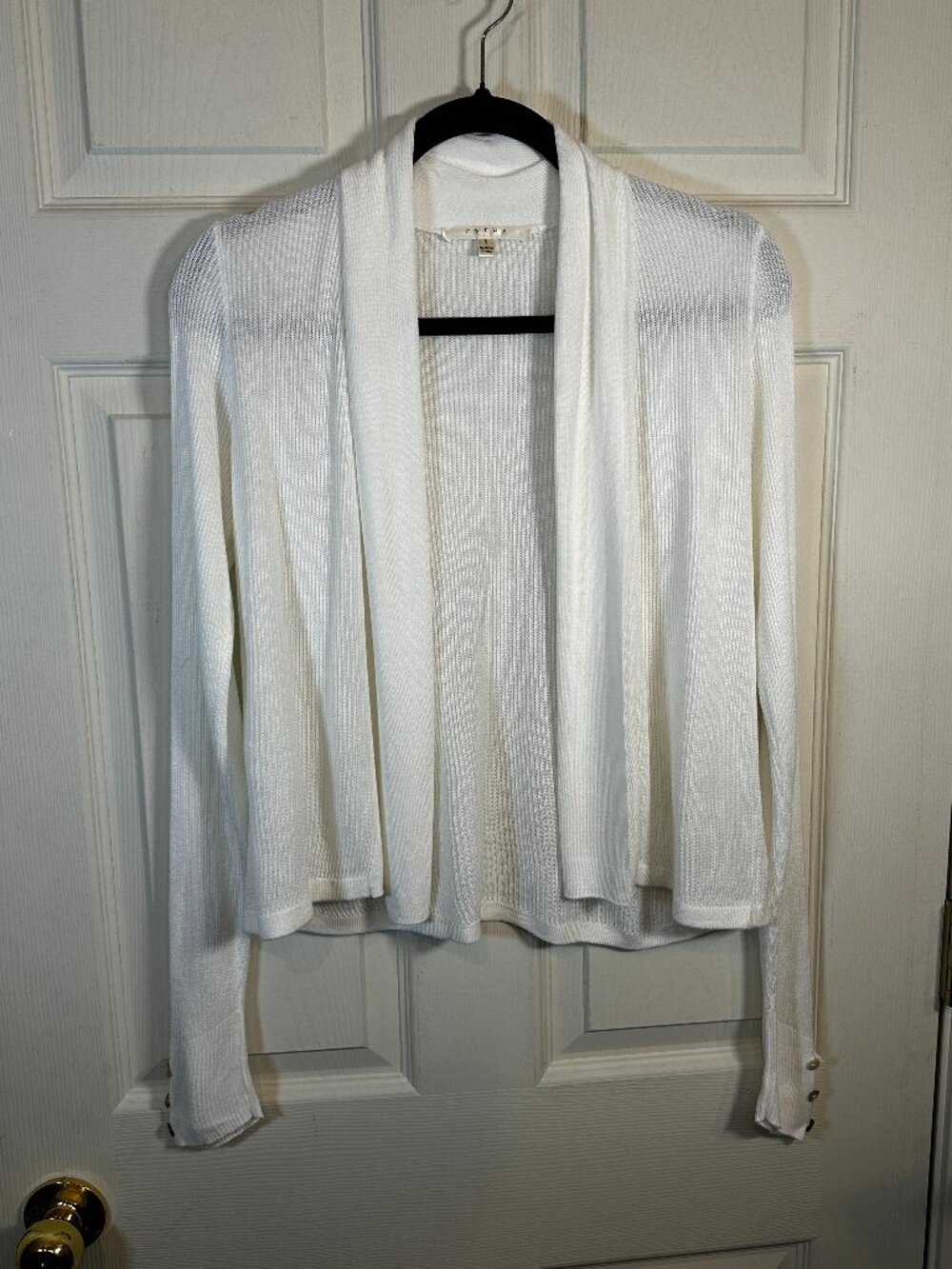 Cyrus White Ribbed Open Front Cardigan Sweater Size S